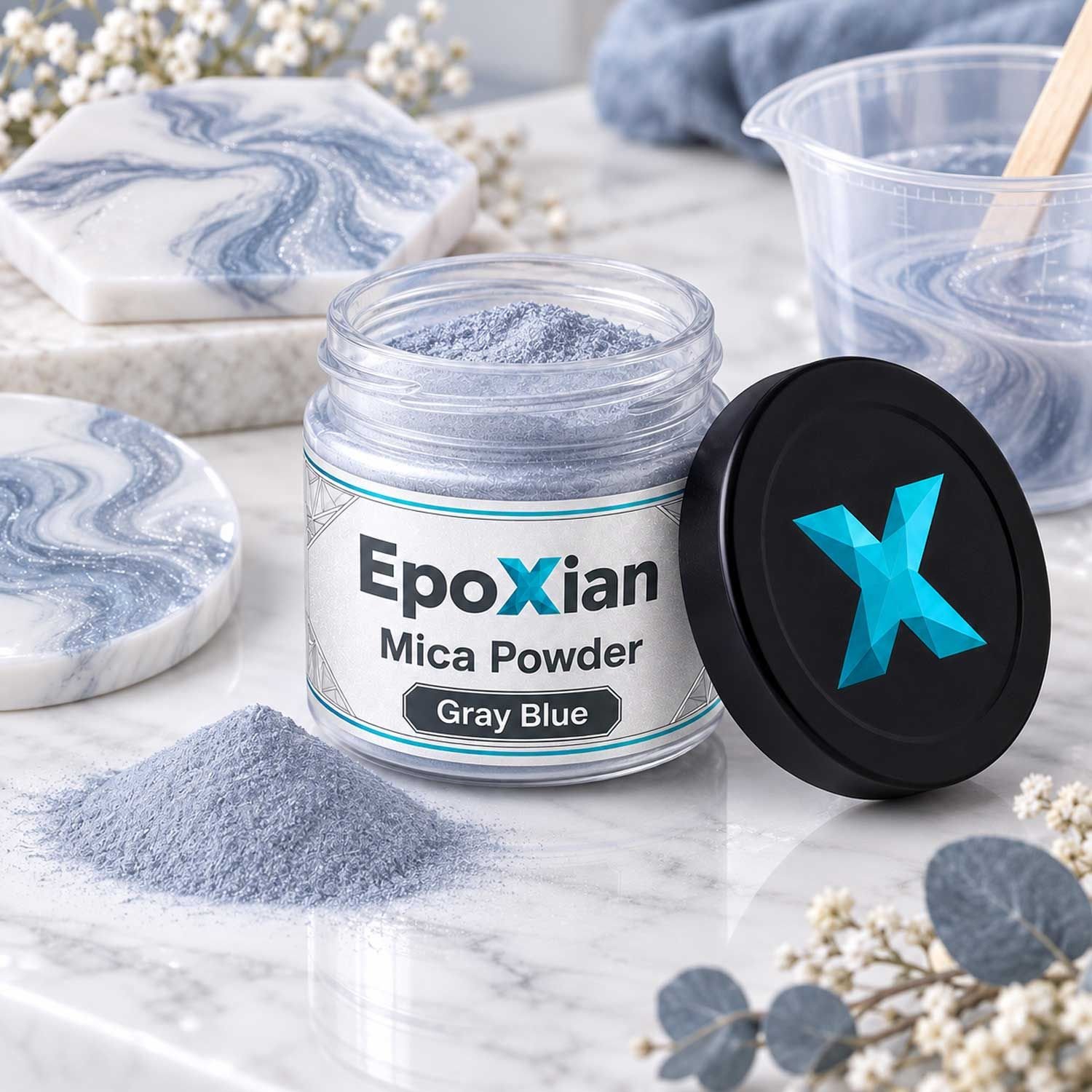 Gray Blue Mica Powder For Resin Art
