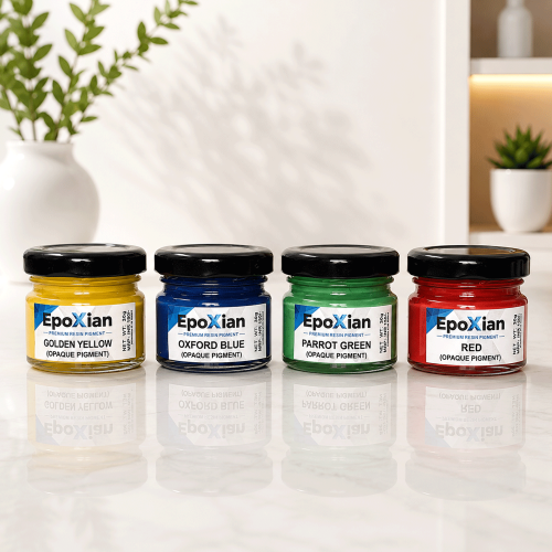 Opaque Resin Classic Essentials Collection Pigment Set Of 4 - Golden Yellow, Oxford Blue, Parrot Green And Red