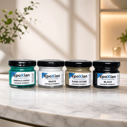 Opaque Resin Pigment Collection – Emerald Green, White, Sand Stone & Black