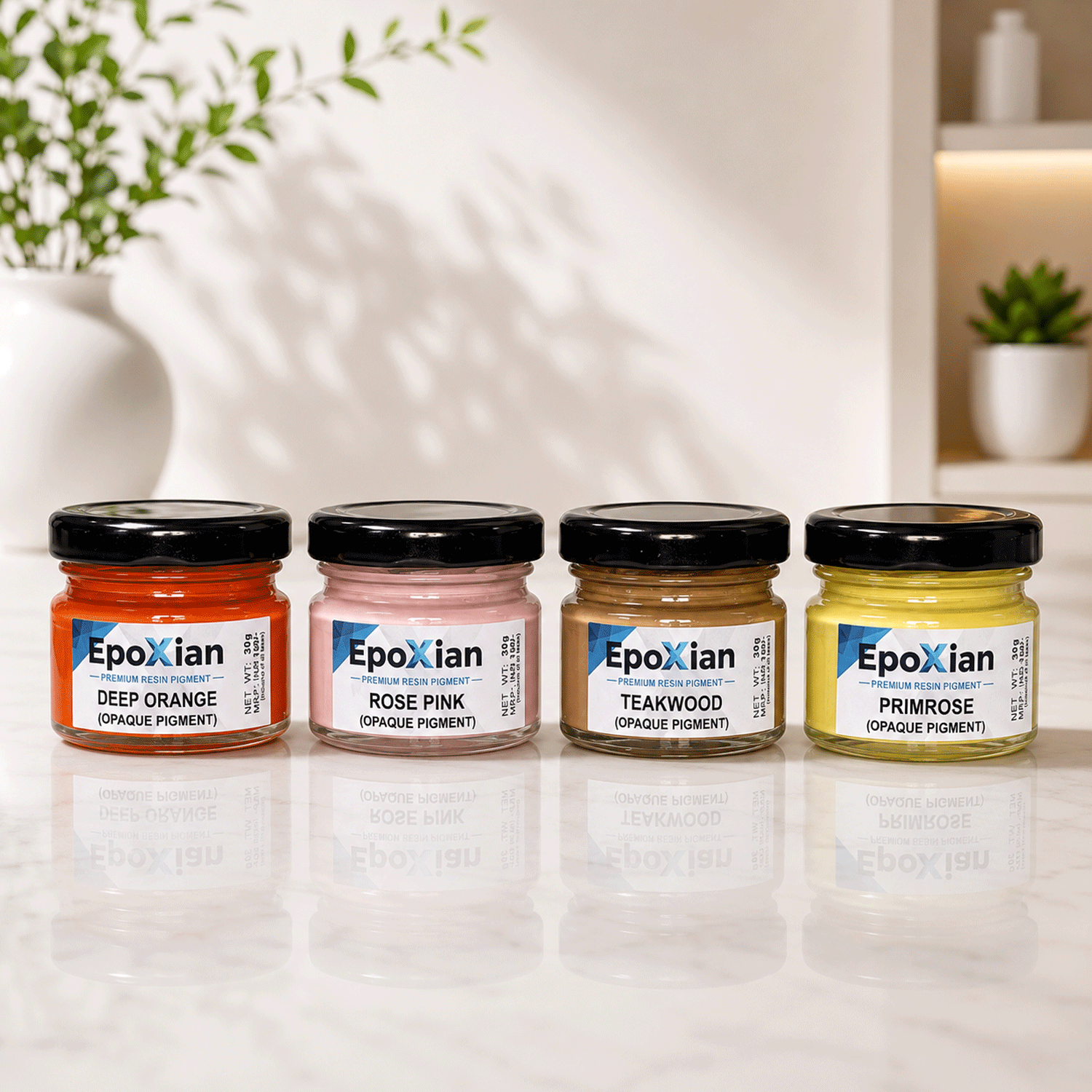 Opaque Resin Premium Pigment Set Of 4pc - Deep Orange, Rose Pink, Teakwood And Primrose