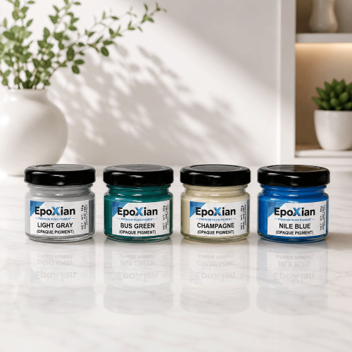 Professional Resin Pigment Set Of 4 - Light Gray, Bus Green, Champagne & Nile Blue