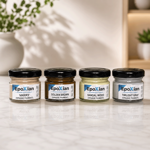 Resin Art Pigment Bundle Of 4pc – Essential Opaque Colors - Ivarry, Golden Brown, Sandal Wood & Twilight Gray