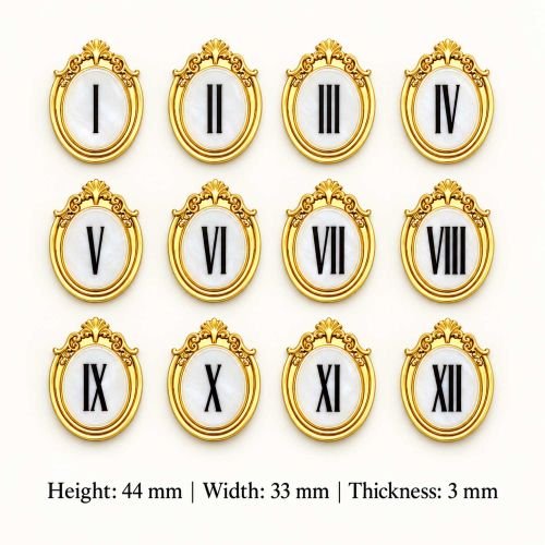 Vintage Oval Roman Clock Numbers Golden hover