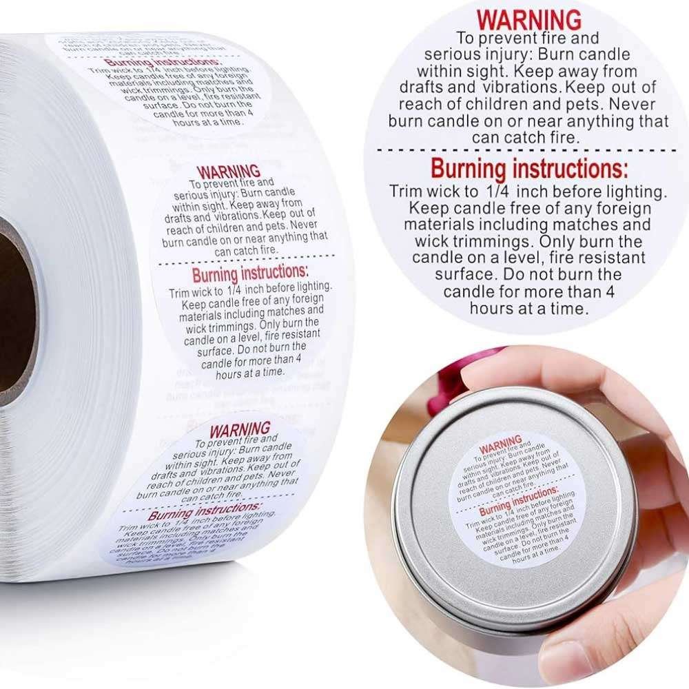 Candle Jar Warning Sticker