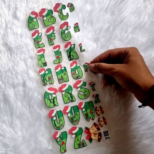 Christmas Theme Alphabet UV DTF Sticker For Resin Art