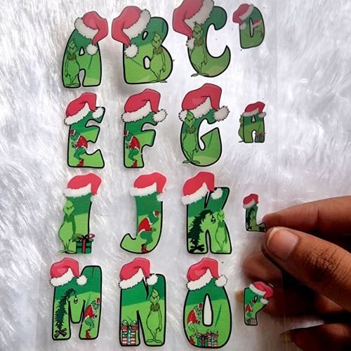 Christmas Theme Alphabet UV DTF Sticker For Resin Art hover