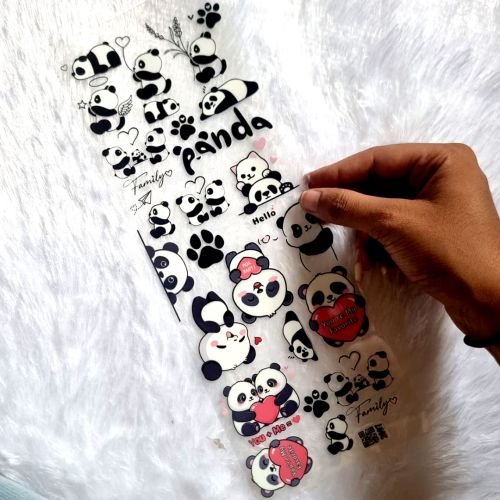 Cute Panda Premium UV DTF Sticker Sheet