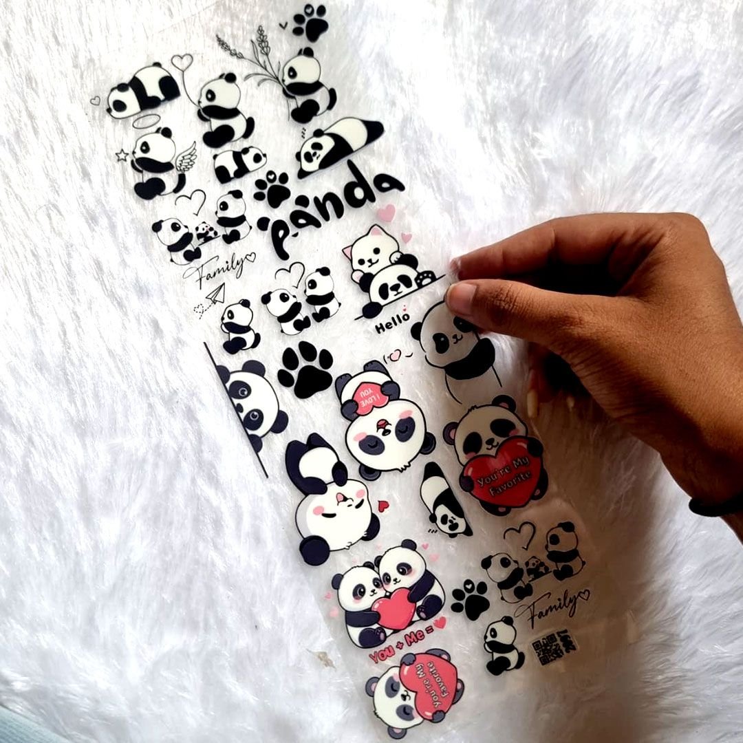 Cute Panda Premium UV DTF Sticker Sheet