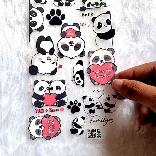 Cute Panda Premium UV DTF Sticker Sheet hover