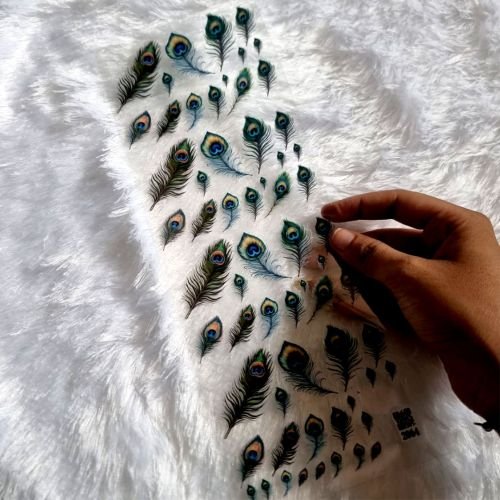 Decorative Peacock Feather UV DTF Sticker Pack