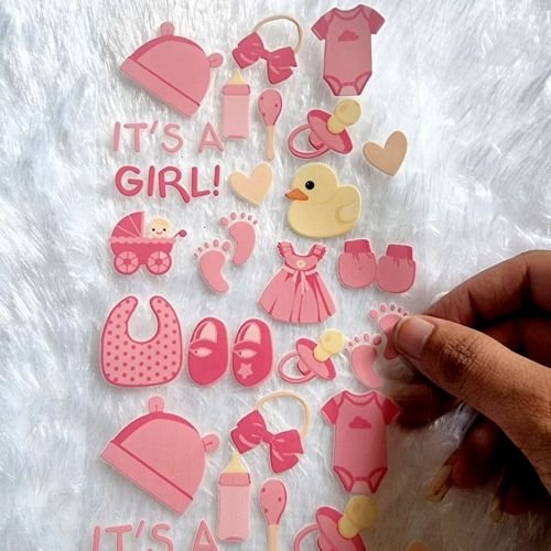 It's A Girl Theme UV DTF Stickers hover