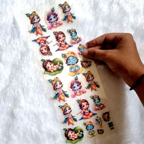 Multiple UV DTF Stickers Of "Little Krishna" For Resinart