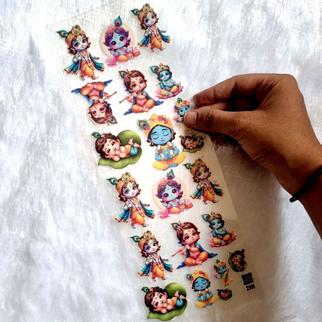 Multiple UV DTF Stickers Of "Little Krishna" For Resinart