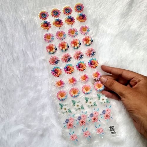 Pastel Color Flower UV DTF Resin Sticker