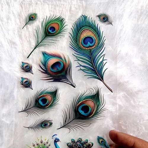 Peackck And Feather UV DTF Resin Sticker hover