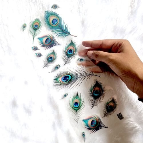 Peackck Feather UV DTF Resin Sticker
