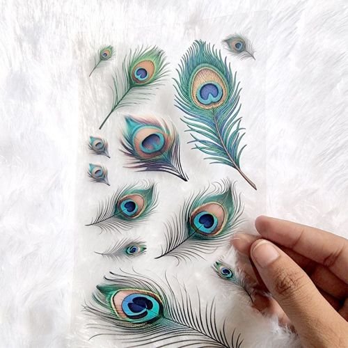 Peackck Feather UV DTF Resin Sticker hover