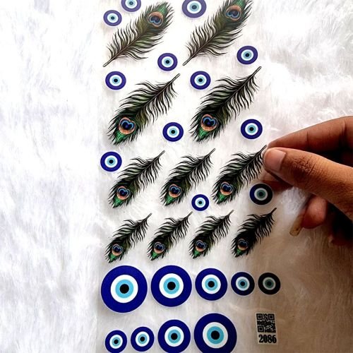 Peacock Feature With Evil Eyes UV DTF Sticker Sheet hover