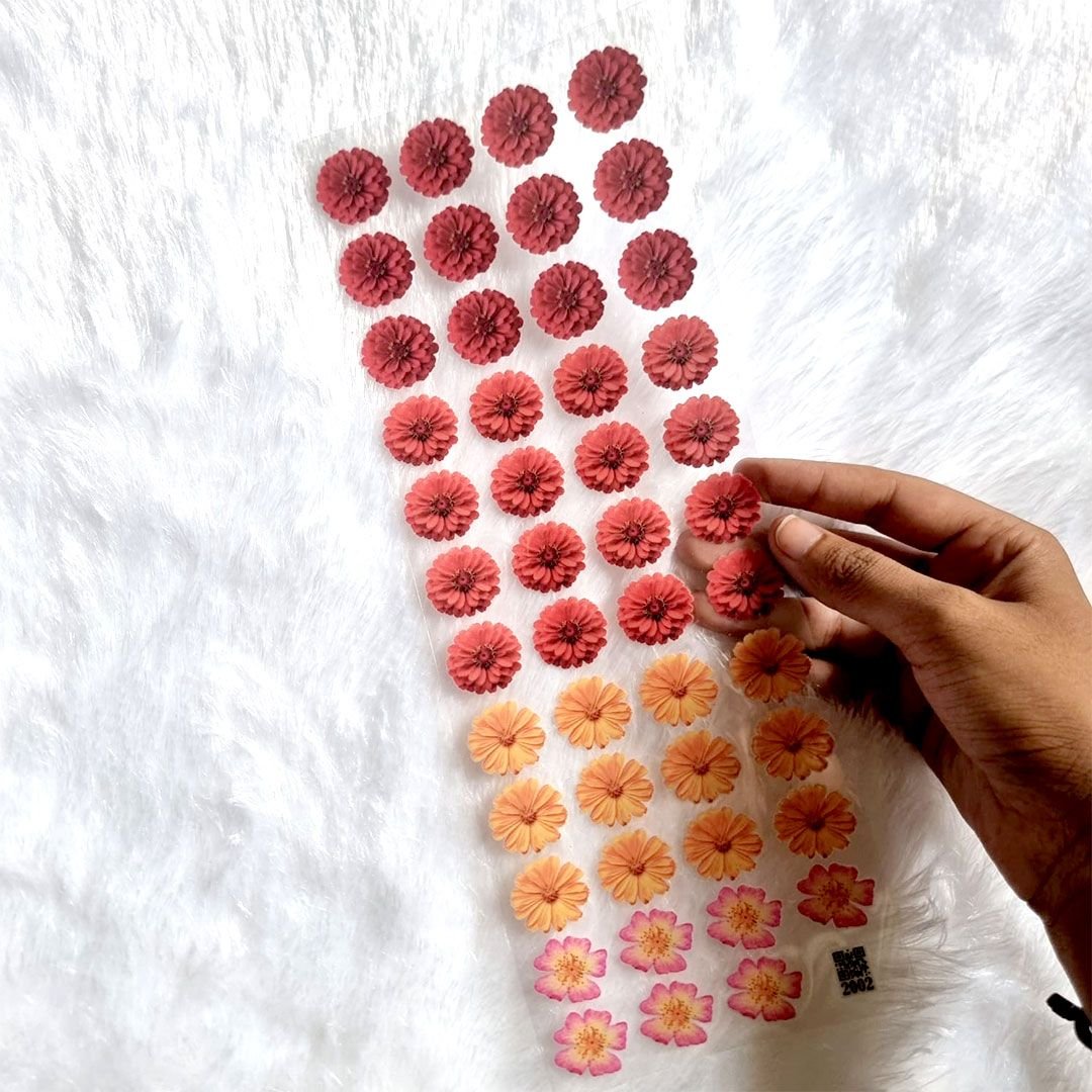 Red Flower Uv Dtf Sticker Sheet For Resin Art