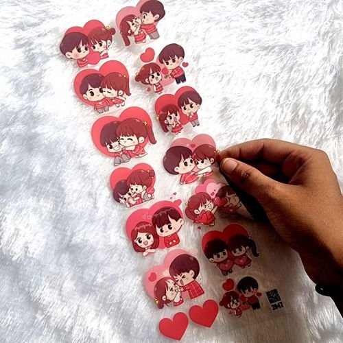 Romantic Cartoon Couple UV DTF Transfer Stickers
