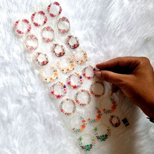 Vintage Floral Round Frame UV DTF Stickers