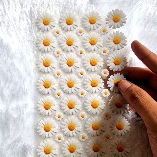 White Daisy Flower UV DTF Resin Sticker hover