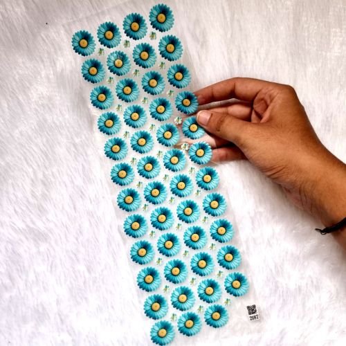 Aesthetic Rama-Green Daisy Floral UV DTF Stickers