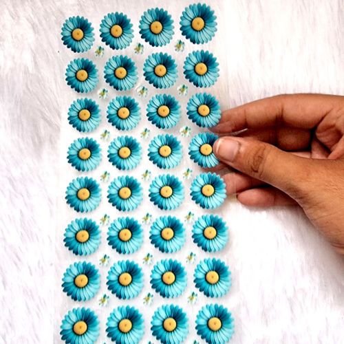 Aesthetic Rama-Green Daisy Floral UV DTF Stickers hover