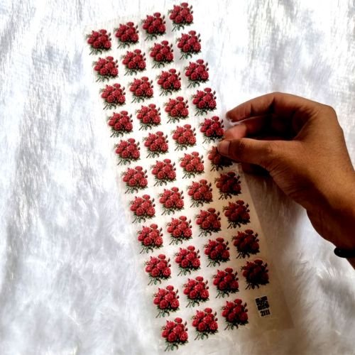 Bouquets Of Red Flowers With Green Foliage UV DTF Sticker Sheet For Resin Art