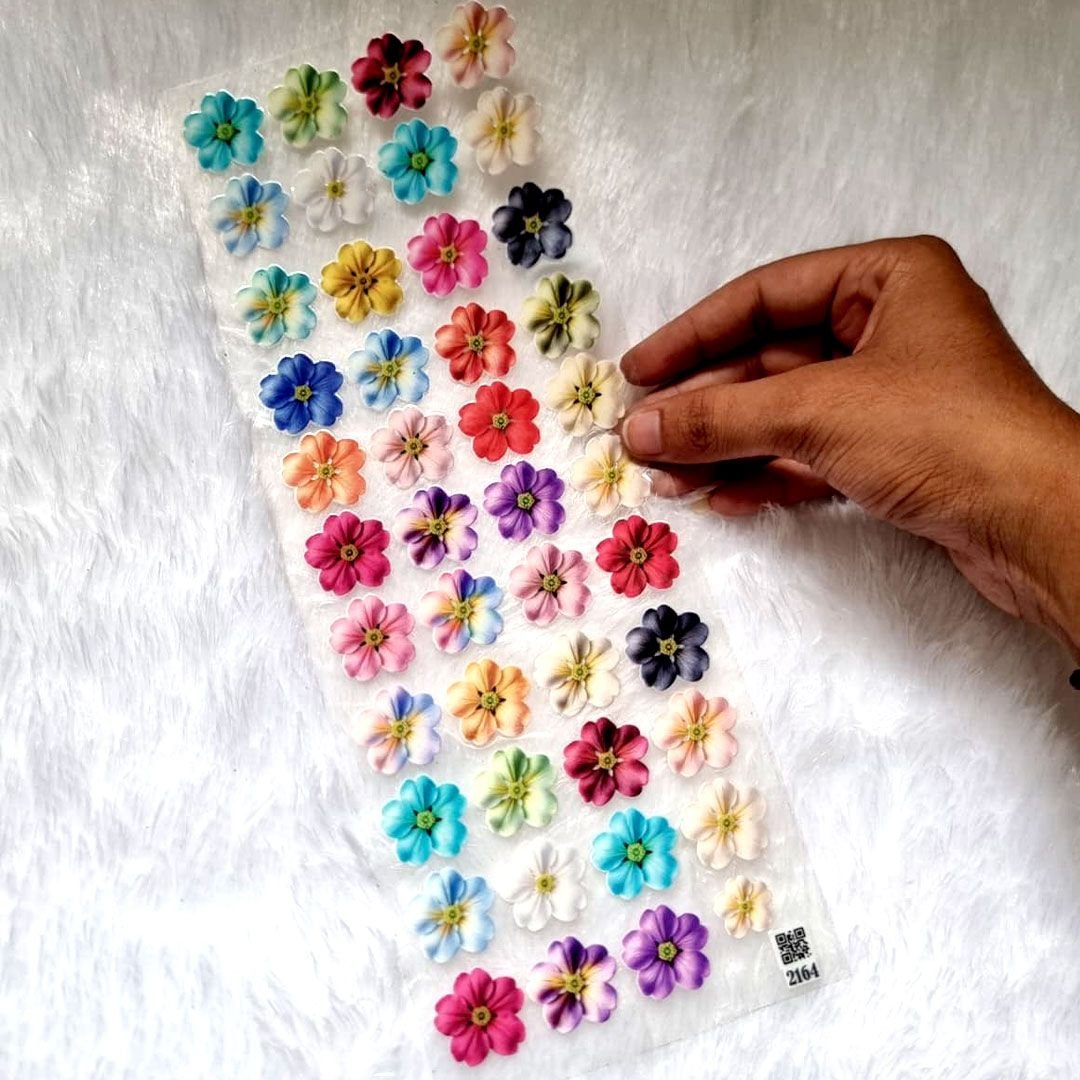 Colorful Flower Transparent UV DTF Decal Sheet