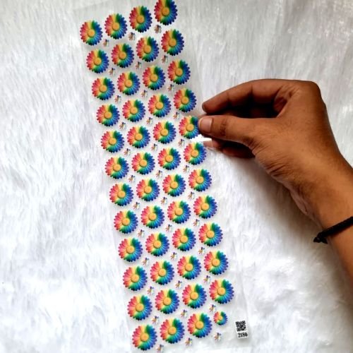 Cute Rainbow Daisy UV DTF Transparent Decal Sheet
