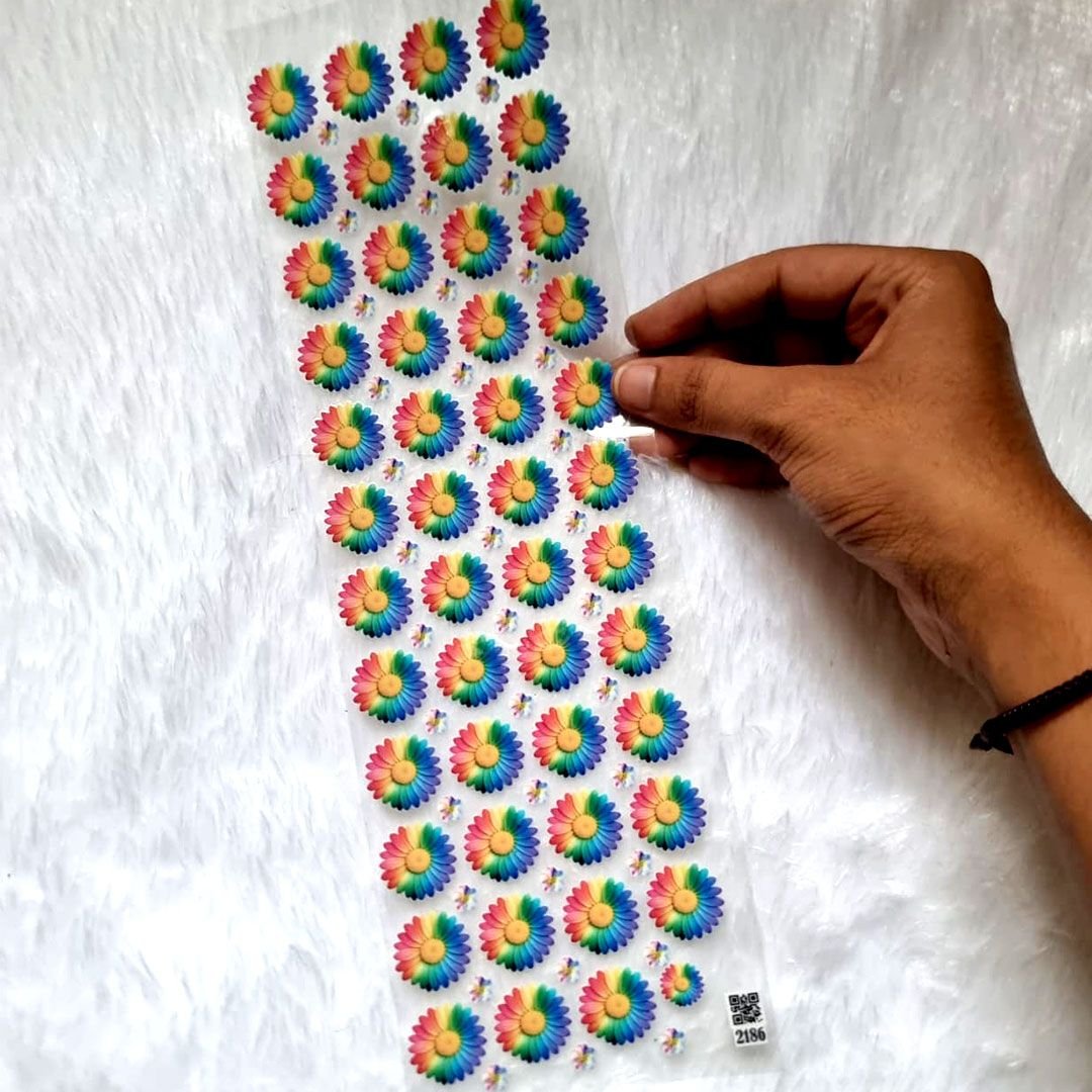 Cute Rainbow Daisy UV DTF Transparent Decal Sheet
