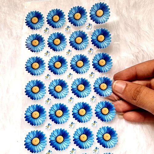 Daisy Dark Blue Flowers UV DTF Sticker Sheet For Resin Craft hover