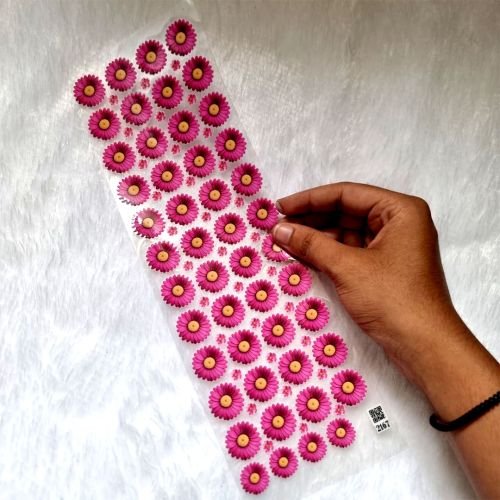 Daisy Dark Pink Flowers UV DTF Sticker Sheet