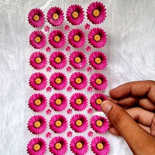 Daisy Dark Pink Flowers UV DTF Sticker Sheet hover