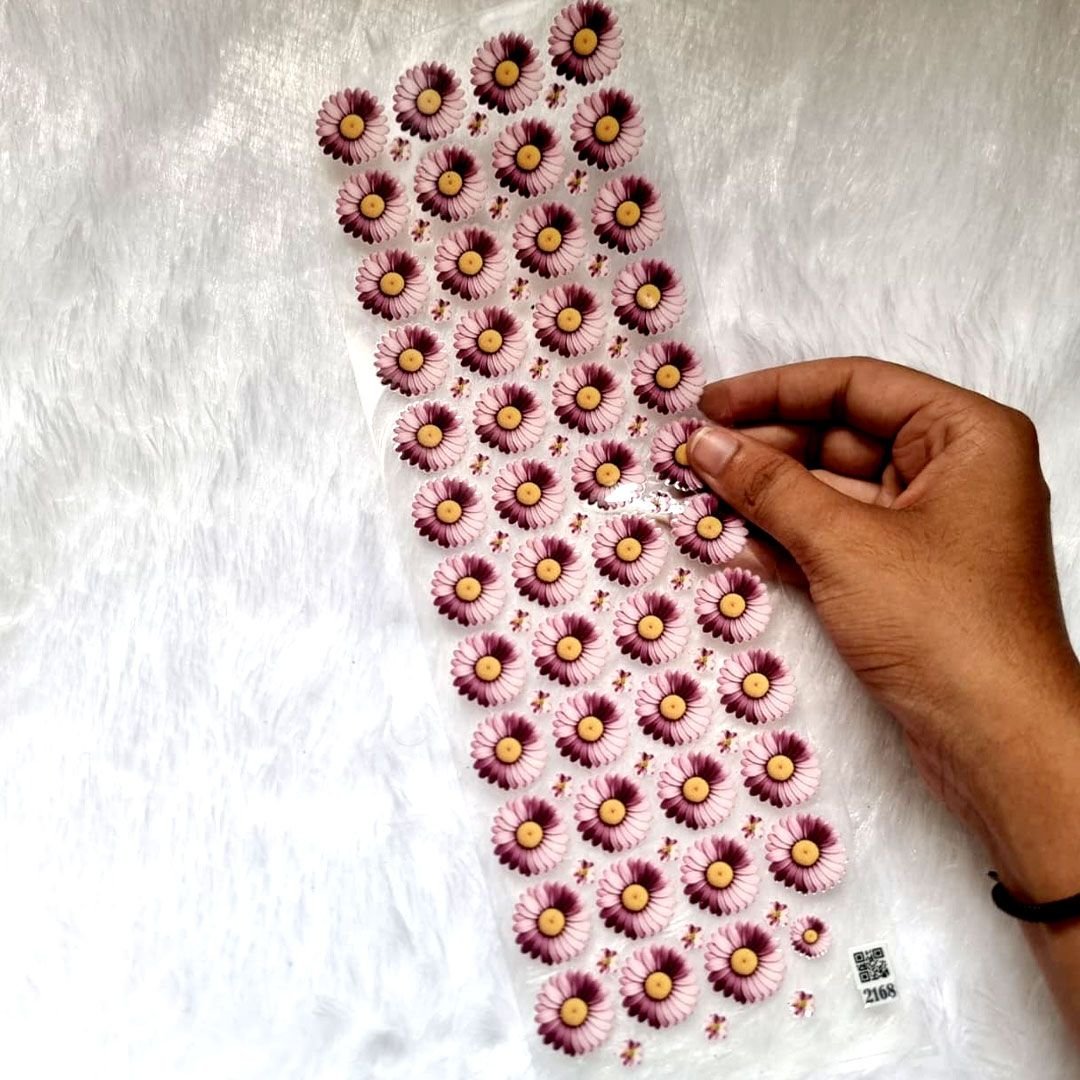 Daisy Dusky Pink Flowers UV DTF Sticker Sheet For Resin Art