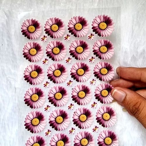 Daisy Dusky Pink Flowers UV DTF Sticker Sheet For Resin Art hover