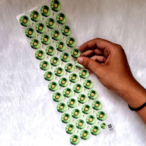 Daisy Green Flowers UV DTF Transparent Sticker Sheet For Resin Craft