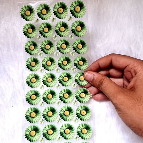 Daisy Green Flowers UV DTF Transparent Sticker Sheet For Resin Craft hover