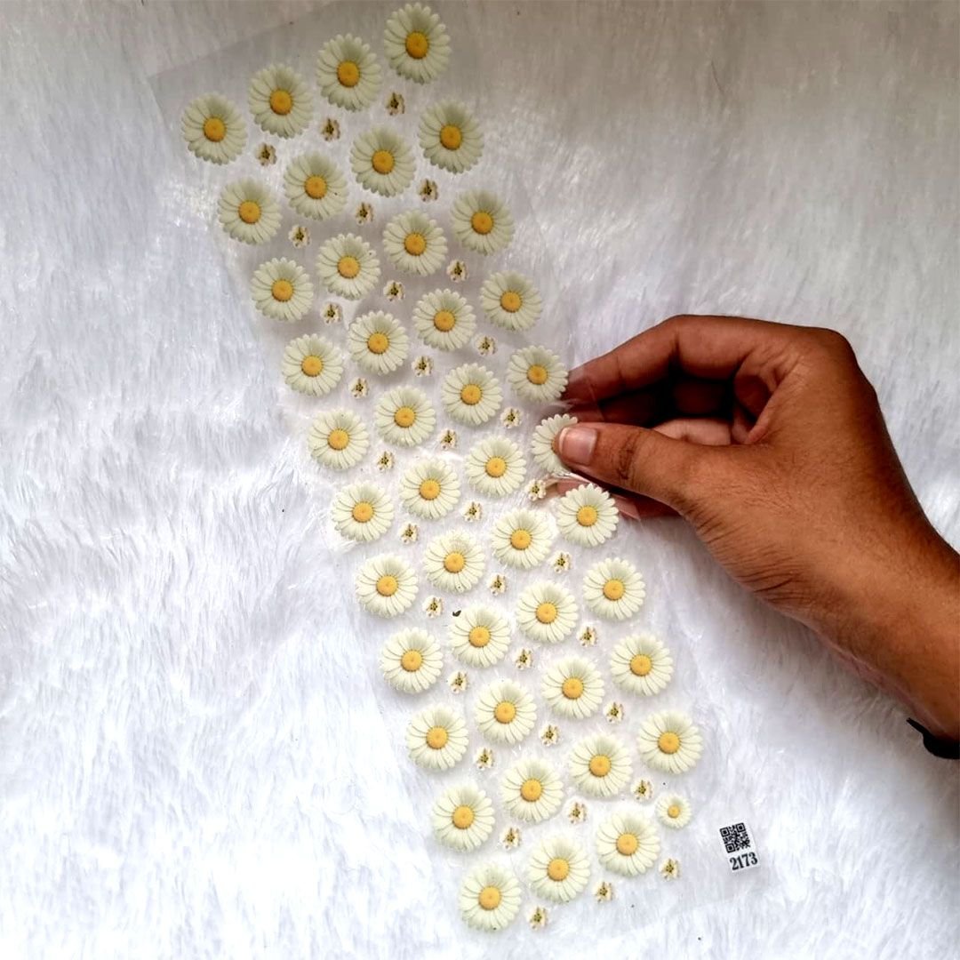 Daisy Lemon Chiffon Flowers UV DTF Transparent Stickers