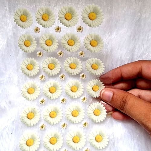 Daisy Lemon Chiffon Flowers UV DTF Transparent Stickers hover