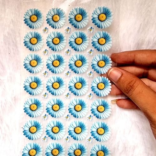 Daisy Light Blue Flowers UV DTF Sticker Sheet hover