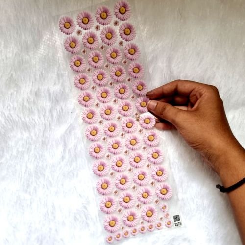 Daisy Light Pink Flowers Transparent UV DTF  Sticker Sheet