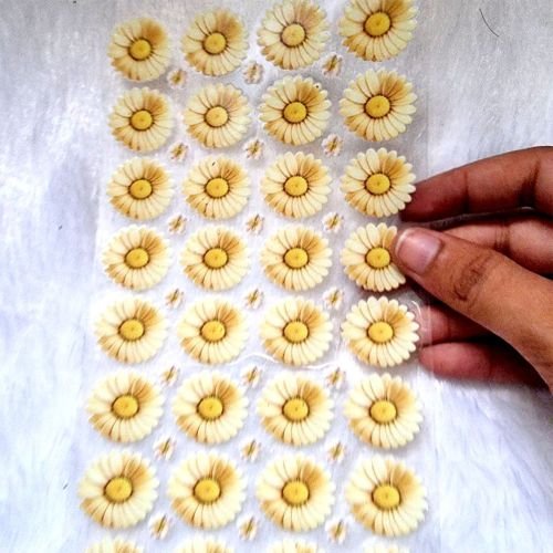 Daisy Light Yellow Flowers UV DTF Transparent Sticker Sheet For Resin-Craft hover