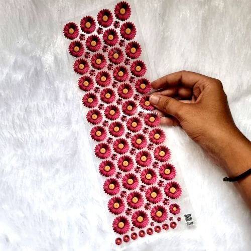 Daisy Maroon Flowers UV DTF Transparent Sticker Sheet