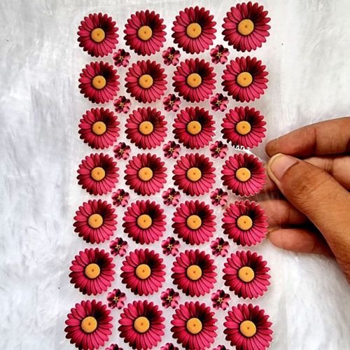 Daisy Maroon Flowers UV DTF Transparent Sticker Sheet hover
