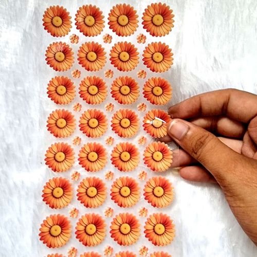 Daisy Orange Flowers UV DTF Transparent Stickers hover
