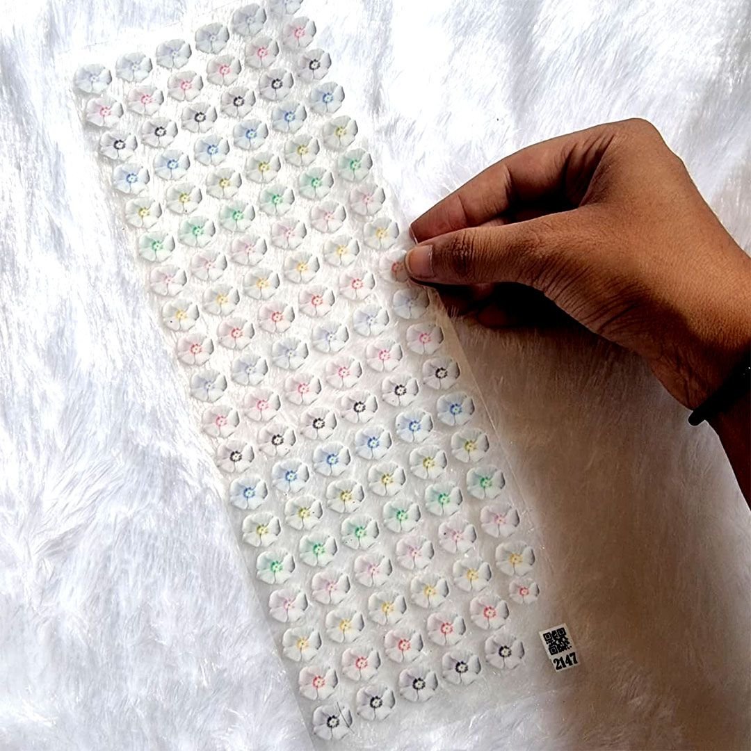 Embossed Multicolored Flower Design UV DTF Stickers