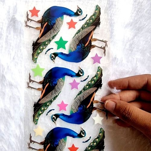 Fancy Peacock With Colourful Stars UV DTF Stickers hover