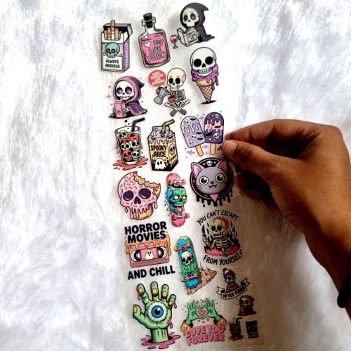Halloween Theme Kawaii Goth Aesthetic Transparent UV DTF Sticker Sheet